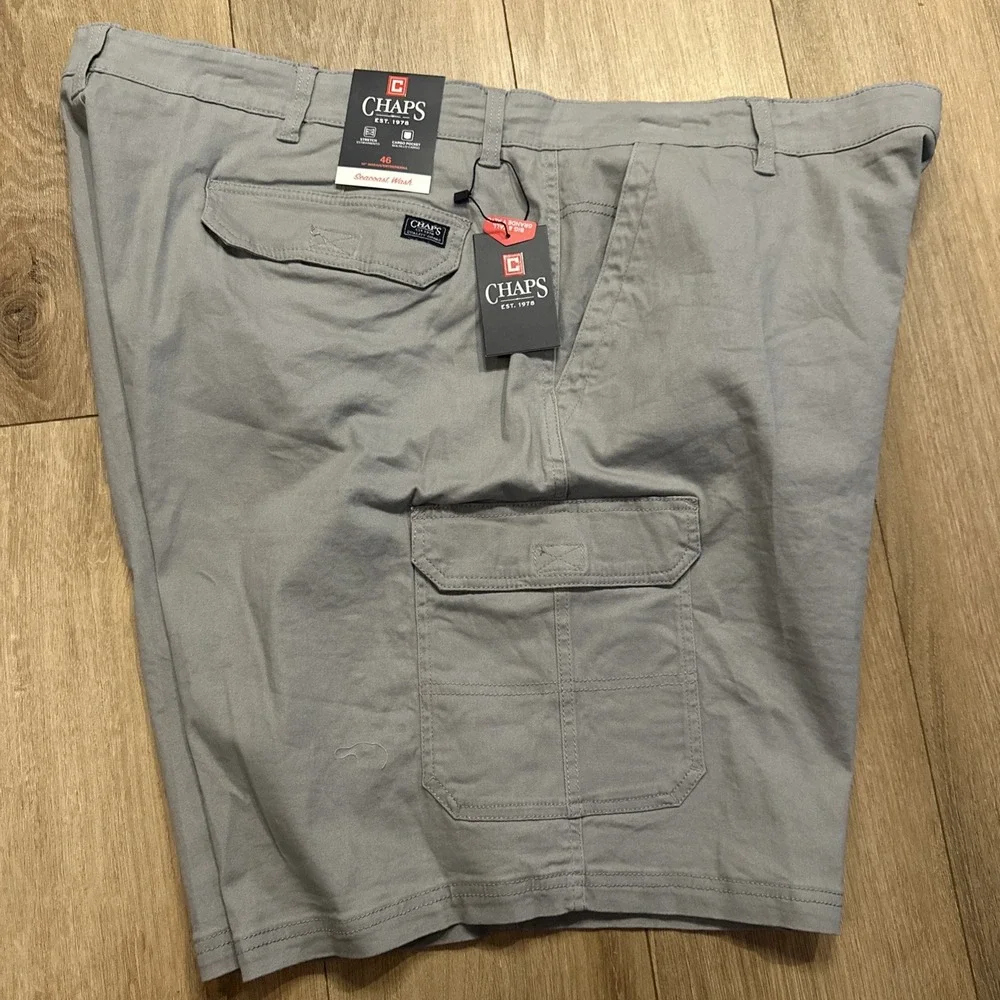 Chaps Men's Seacoast Wash Cargo Shorts Griffin Gray Size 46 10